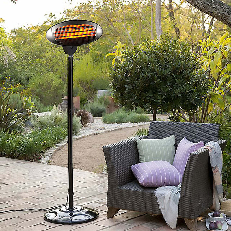 2000W 2.1m Free Standing Adjustable Portable Outdoor Electric Patio Heater Black - Outbackers