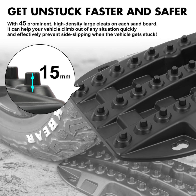 X-BULL Mini Recovery Tracks Traction Boards Sand Mud Snow 4WD 4x4 Vehicle 1 Pair Black - Outbackers