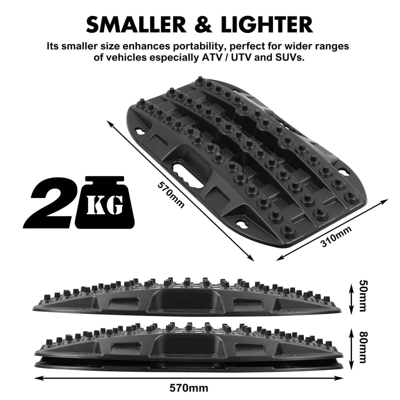 X-BULL Mini Recovery Tracks Traction Boards Sand Mud Snow 4WD 4x4 Vehicle 1 Pair Black - Outbackers