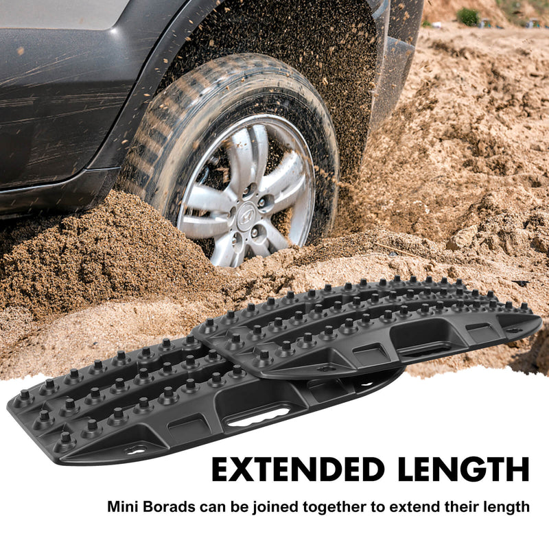 X-BULL Mini Recovery Tracks Traction Boards Sand Mud Snow 4WD 4x4 Vehicle 1 Pair Black - Outbackers