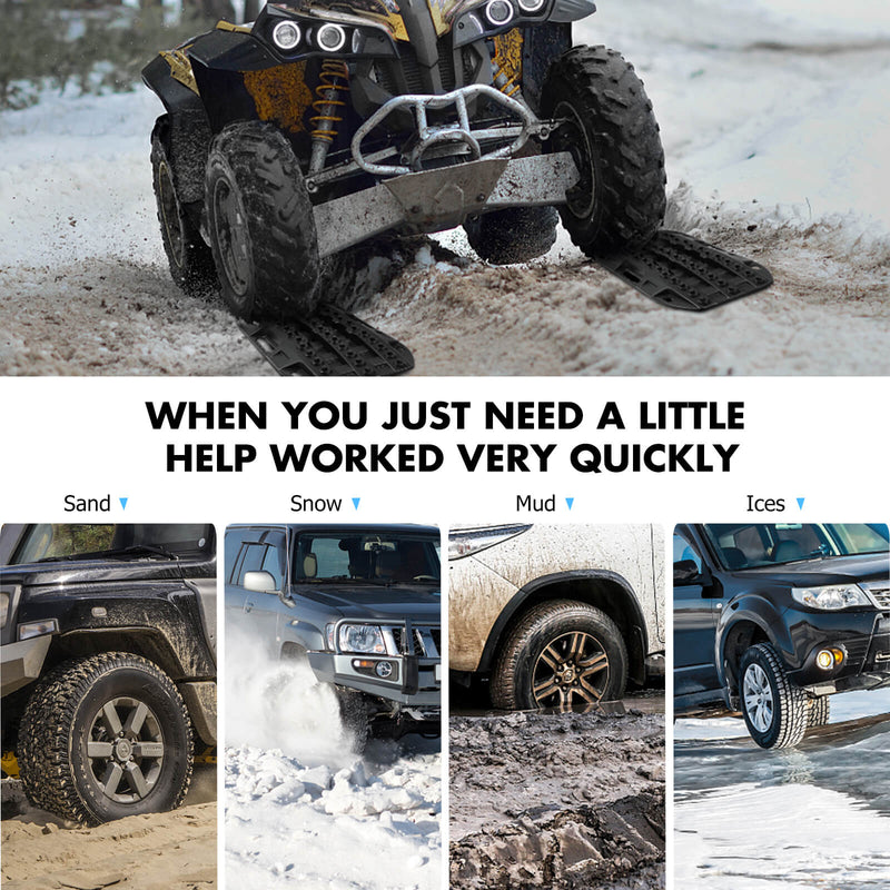 X-BULL Mini Recovery Tracks Traction Boards Sand Mud Snow 4WD 4x4 Vehicle 1 Pair Black - Outbackers