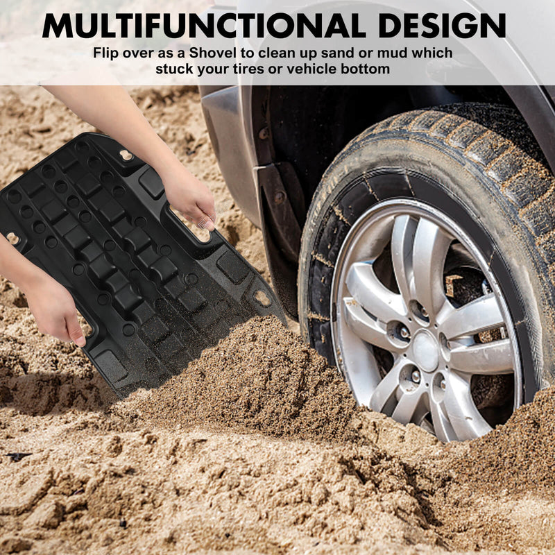 X-BULL Mini Recovery Tracks Traction Boards Sand Mud Snow 4WD 4x4 Vehicle 1 Pair Black - Outbackers