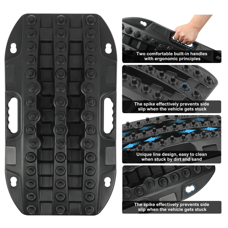 X-BULL Mini Recovery Tracks Traction Boards Sand Mud Snow 4WD 4x4 Vehicle 1 Pair Black - Outbackers
