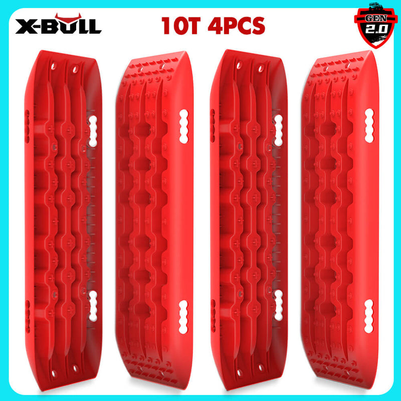 X-BULL Recovery Tracks Gen 2.0 10T Sand Mud Snow 2 Pairs Offroad 4WD 4x4 2PC 91CM Red - Outbackers