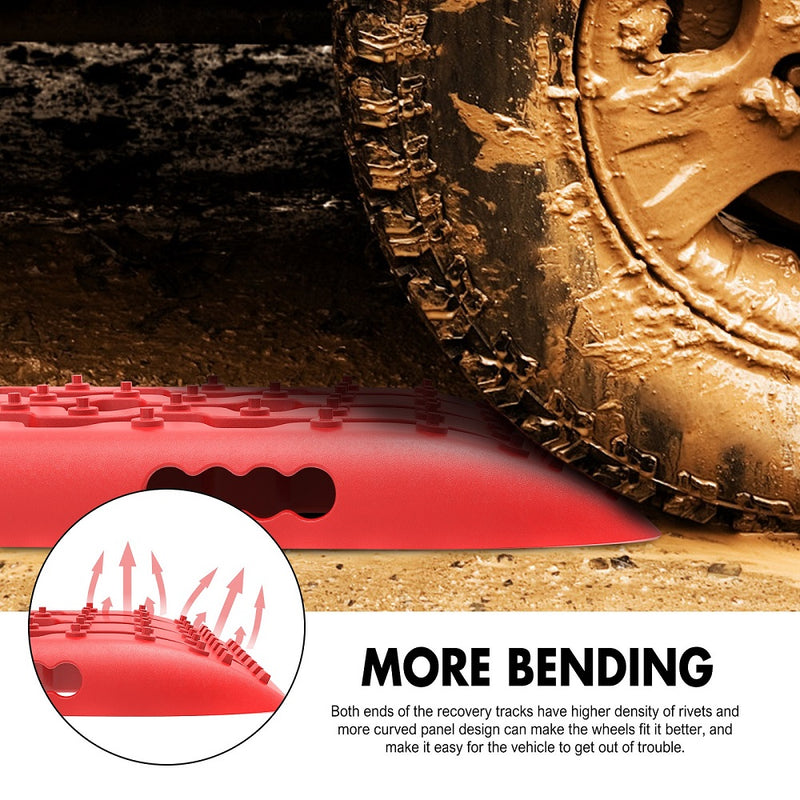 X-BULL Recovery Tracks Gen 2.0 10T Sand Mud Snow 2 Pairs Offroad 4WD 4x4 2PC 91CM Red - Outbackers