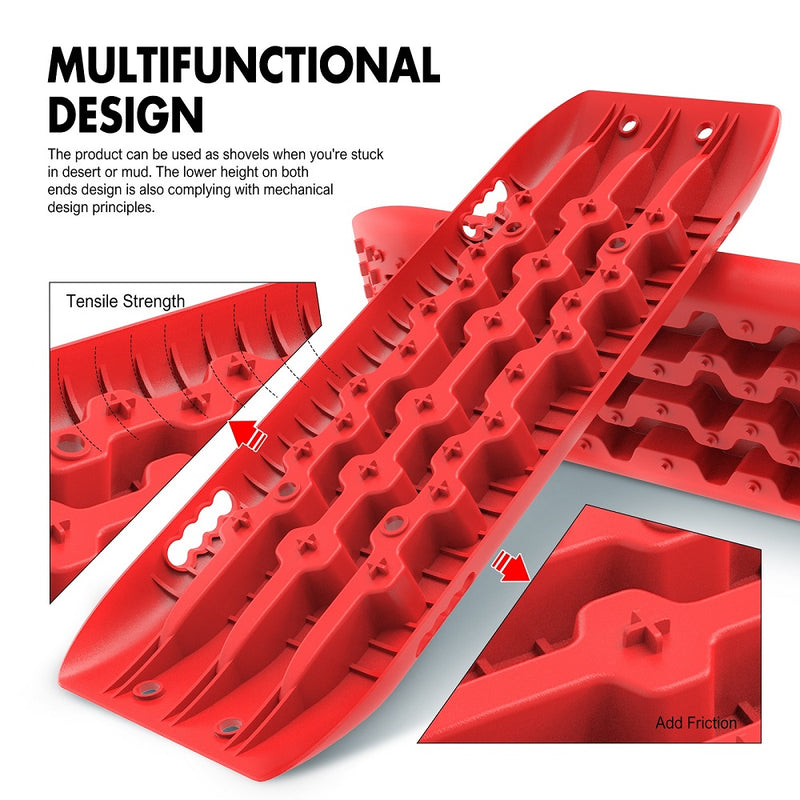 X-BULL Recovery Tracks Gen 2.0 10T Sand Mud Snow 2 Pairs Offroad 4WD 4x4 2PC 91CM Red - Outbackers