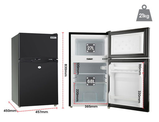 GECKO 95L Portable Upright Fridge Refrigerator 12V/24V/240V Caravan Motorhome - Outbackers