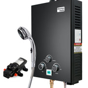 Thermomate Portable Gas Outdoor Camping Hot Water Heater System, with 12V Pump, Shower Head, Black - Outbackers