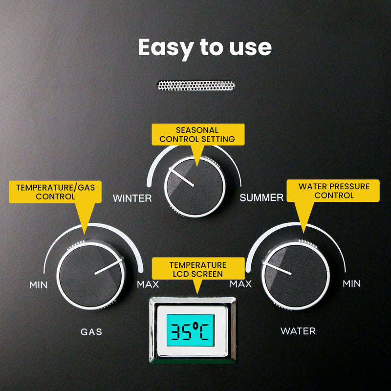 Thermomate Portable Gas Outdoor Camping Hot Water Heater System, with 12V Pump, Shower Head, Black - Outbackers