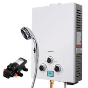 Thermomate Portable Gas Outdoor Camping Hot Water Heater System, with 12V Pump, Shower Head, White - Outbackers