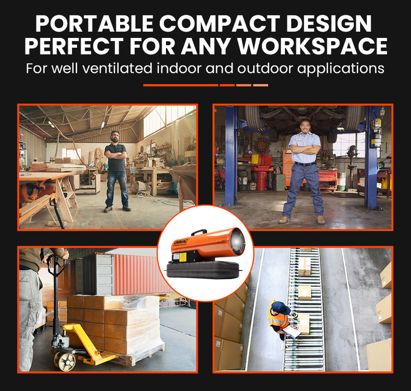 UNIMAC 20KW Portable Industrial Diesel Indirect Forced Air Space Heater - Outbackers