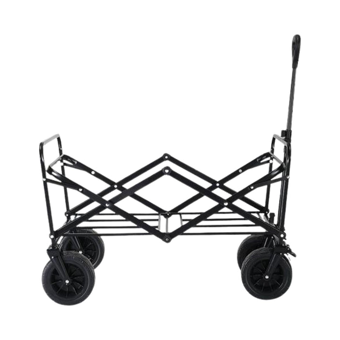 KILIROO Folding Wagon Trolley Cart with Wide Wheels and Rear Tail Gate (Khaki) KR-CPC-102-RJ