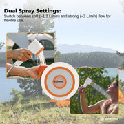 Social Hike Portable Camping Shower Head - Outdoor Rechargeable Pump LED Light - Outbackers