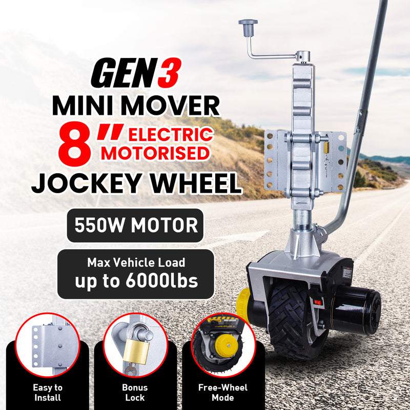 Mini Mover 12v 550w Gen3 Electric Motorised Jockey Wheel - Outbackers