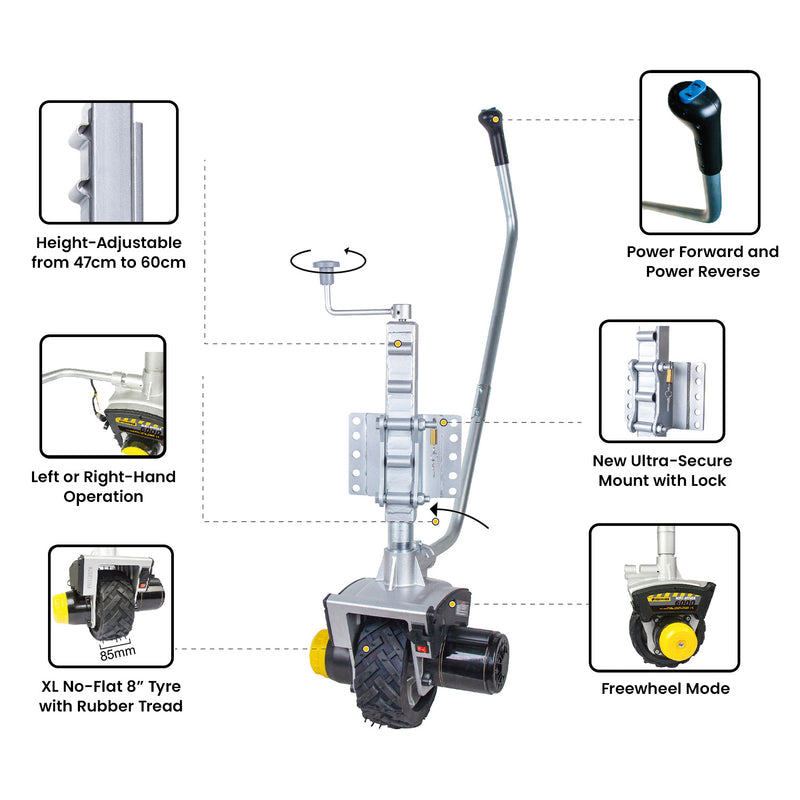 Mini Mover 12v 550w Gen3 Electric Motorised Jockey Wheel - Outbackers