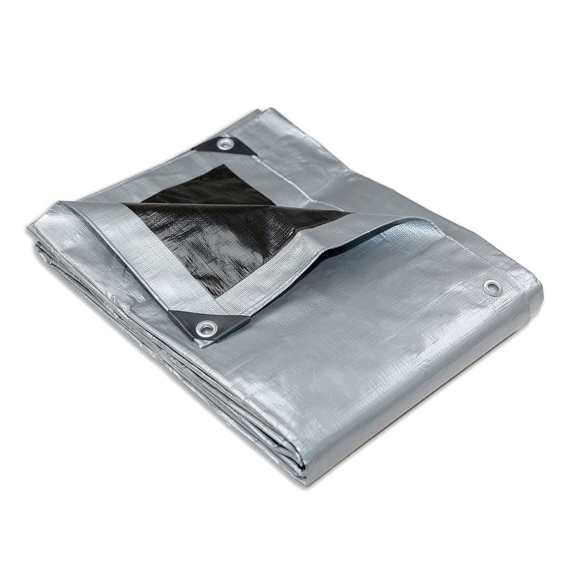 Heavy Duty Silver Black Tarp Tarpaulin 3.6x3.6m - Outbackers