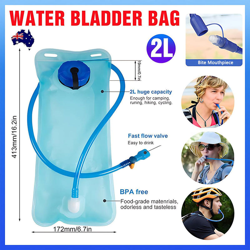 2L Water Backpack Bladder Bag Hydration System Camelbak Pack Hiking Cycling Od