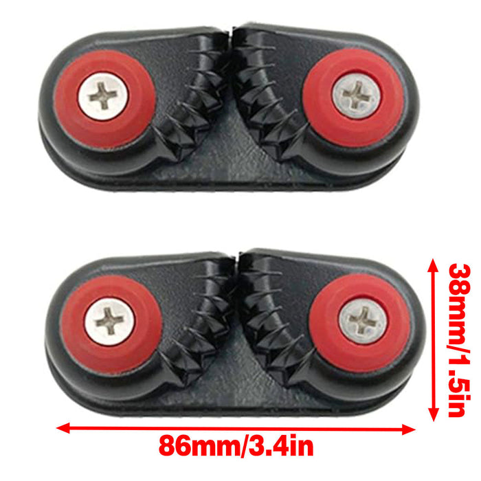 Rope Clamp Set 2PCS Aluminum Alloy Black Clip Plate Sailboat Kayak Canoe Outdoor