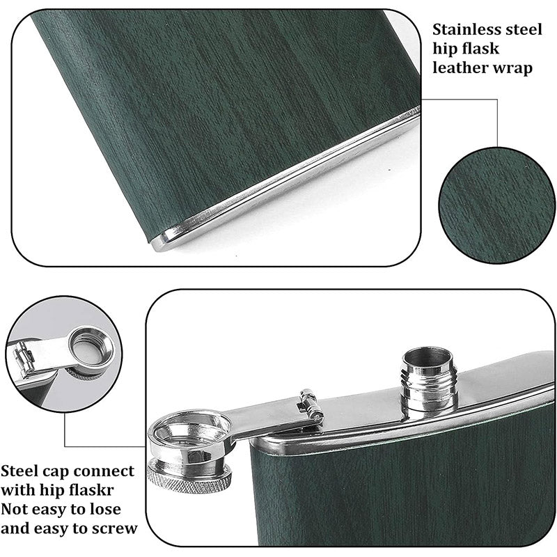 Stainless Steel Hip Flask Portable Wine Pot Flat Pocket Bottle Outdoor Travel - Outbackers