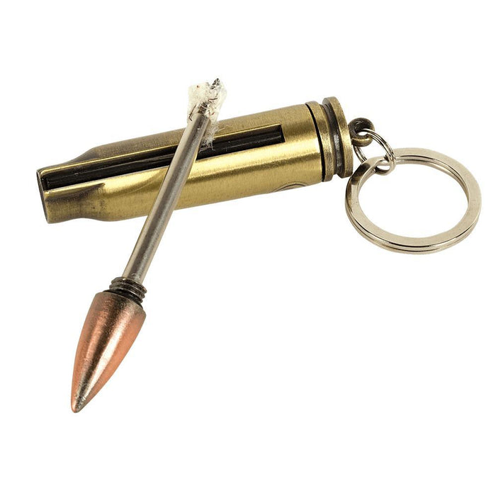 Waterproof Fire Starter Lighter Match Keychain Survival Camping Metal Bullet
