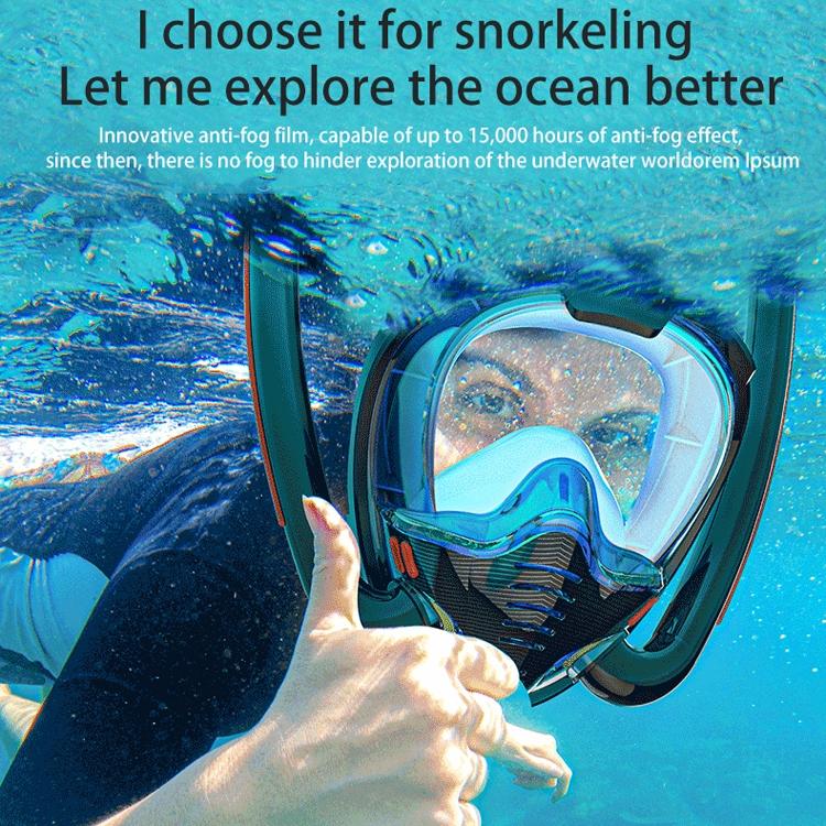 Full Dry Silicone Diving Mask for Adults - Double Tube - Black/Blue