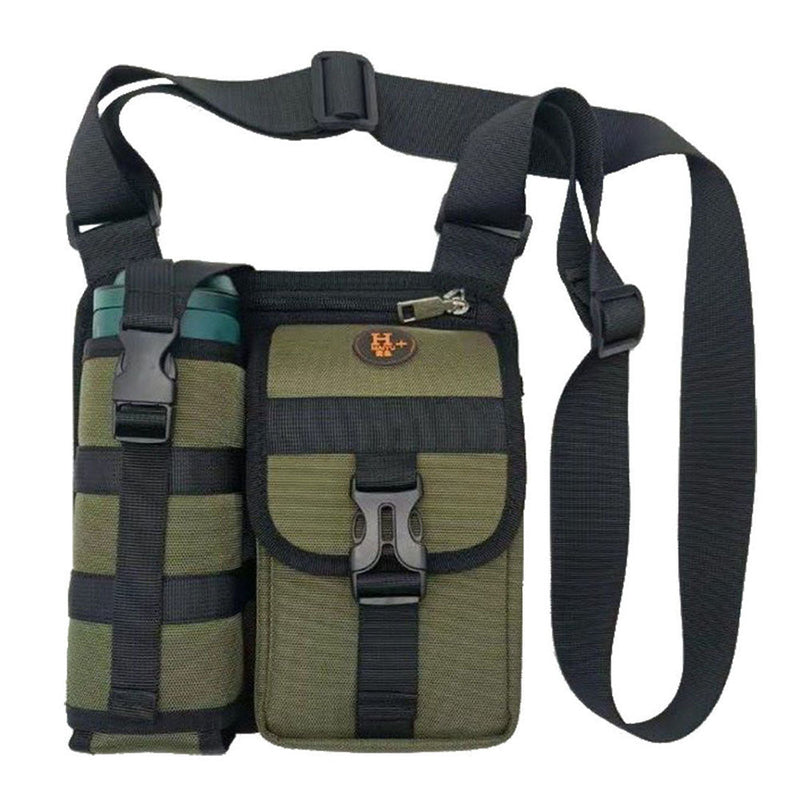 Vibe Geeks Waterproof Camping Wear Resistant Chest Crossbody Sling Shoulder Bags with Water Bottle Holder - Green - Outbackers