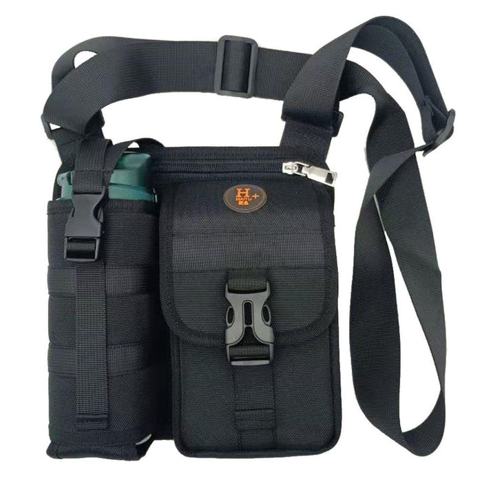 Vibe Geeks Waterproof Camping Wear Resistant Chest Crossbody Sling Shoulder Bags with Water Bottle Holder - Green