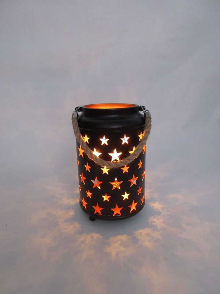 20cm Starry LED Lantern Light with Rope Handle Star Bedside Table Desk Lamp - Outbackers