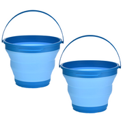 2x 7L Foldable Collapsible Silicone Bucket for Home/Hiking/Camping/Fishing -Blue - Outbackers