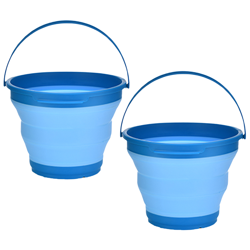 2x 7L Foldable Collapsible Silicone Bucket for Home/Hiking/Camping/Fishing -Blue - Outbackers