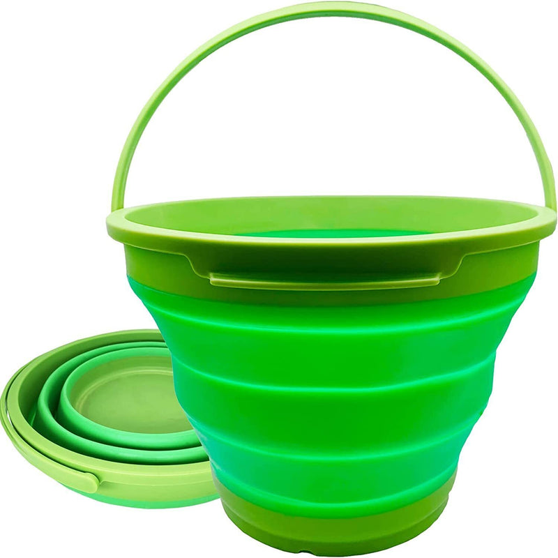 7 Litre Foldable Collapsible Silicone Bucket for Home/Hiking/Camping/Fishing - Green - Outbackers