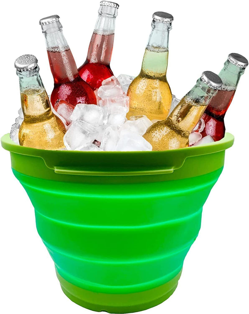 7 Litre Foldable Collapsible Silicone Bucket for Home/Hiking/Camping/Fishing - Green - Outbackers