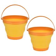 2x 7L Foldable Collapsible Silicone Bucket for Hiking/Camping/Fishing - Orange - Outbackers