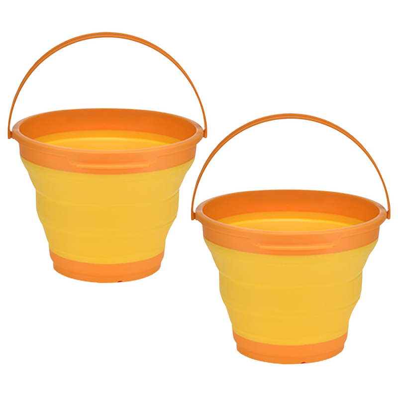 2x 7L Foldable Collapsible Silicone Bucket for Hiking/Camping/Fishing - Orange - Outbackers