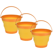 3x 7L Foldable Collapsible Silicone Bucket for Hiking/Camping/Fishing - Orange - Outbackers