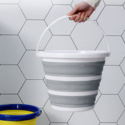 2x 10L Foldable Collapsible Bucket Silicone Hiking/Camping/Fishing - Grey/White - Outbackers