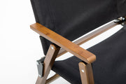 2x Bamboo Canvas Foldable Outdoor Camping Chair Wooden Travel Picnic Park - Black - Outbackers