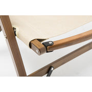 Bamboo Canvas Foldable Outdoor Camping Chair Wooden Travel Picnic Park - Khaki/Beige - Outbackers