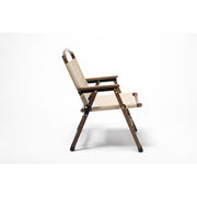 Bamboo Canvas Foldable Outdoor Camping Chair Wooden Travel Picnic Park - Khaki/Beige - Outbackers