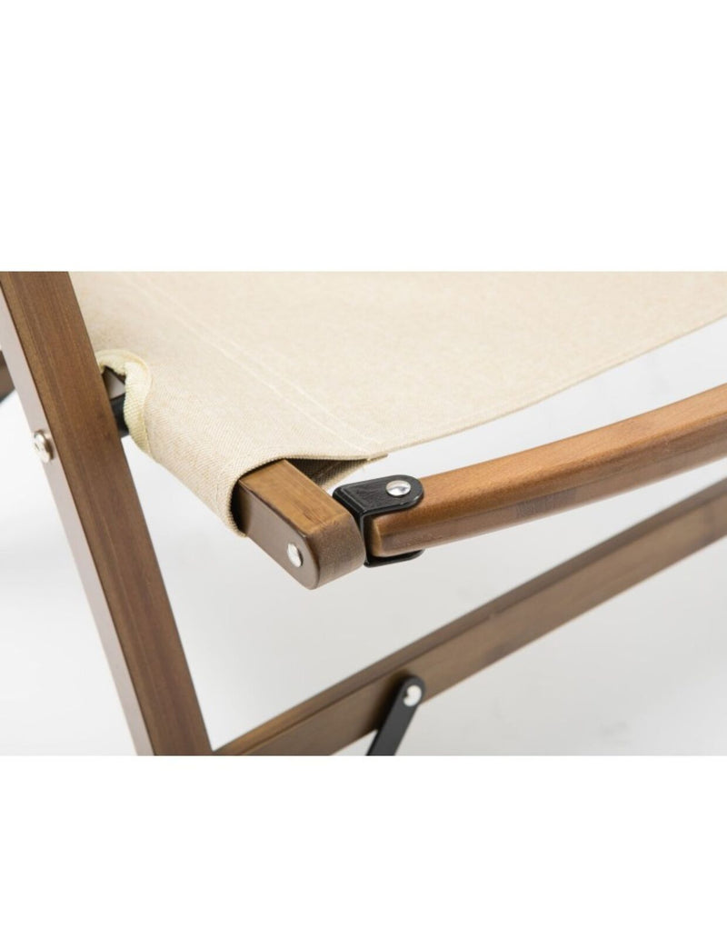2x Bamboo Foldable Outdoor Camping Chair Wooden Travel Picnic Park Folding - Khaki/Beige - Outbackers