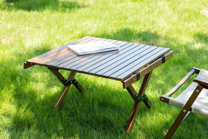 62cm Foldable Bamboo Outdoor Camping Table Waterproof Wood Wooden Travel - Small - Outbackers
