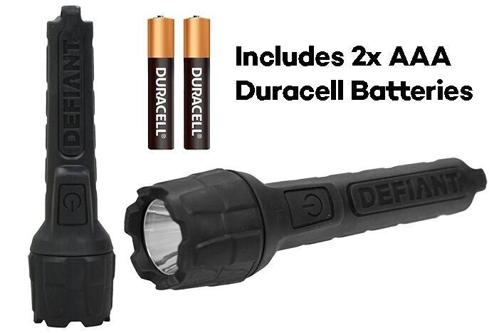 Defiant 80 Lumens Flashlight LED Lamp Torch with AAA Batteries Flash Light Camp Outdoor - Outbackers