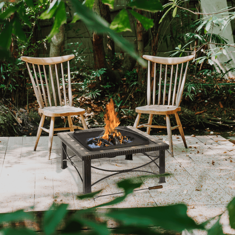 30" Square Slate Tile Fire Pit Outdoor Patio Heater Fireplace