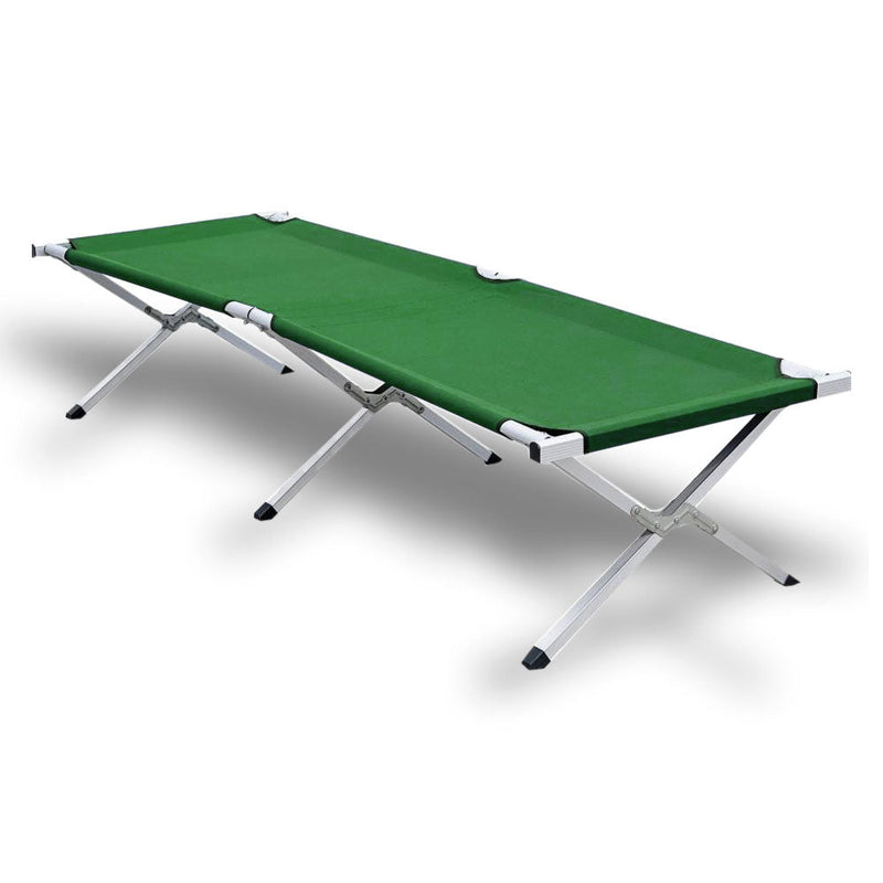 Camping Bed Folding Stretcher Light Weight w/ Carry Bag Camp Portable - green - Outbackers