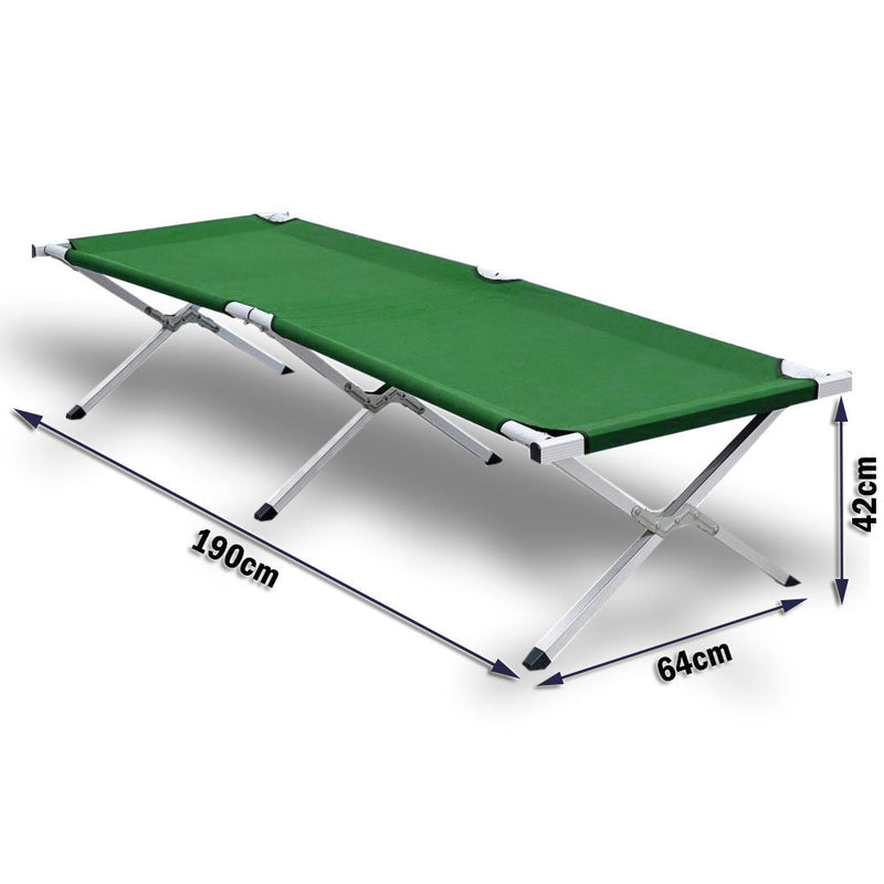 Camping Bed Folding Stretcher Light Weight w/ Carry Bag Camp Portable - green - Outbackers