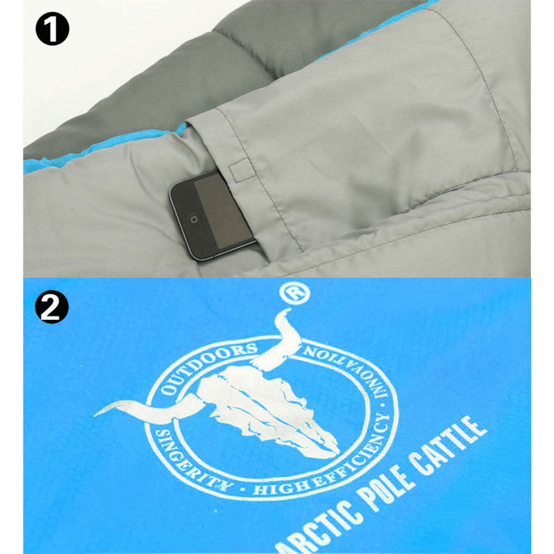 Outdoor Camping Envelope Sleeping Bag Thermal Tent Hiking Winter Single -15C - blue - Outbackers