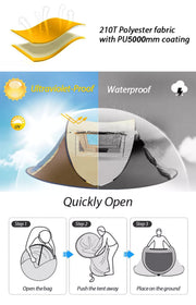 Waterproof Instant Up Beach Camping Tent 3 Person Pop up Tents Family Hiking Dome - Outbackers