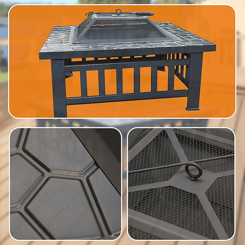 18" Square Metal Fire Pit Outdoor Heater - Outbackers