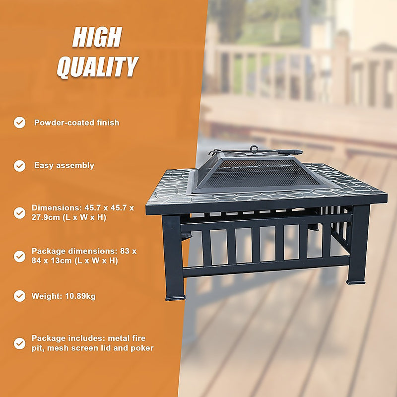 18" Square Metal Fire Pit Outdoor Heater - Outbackers