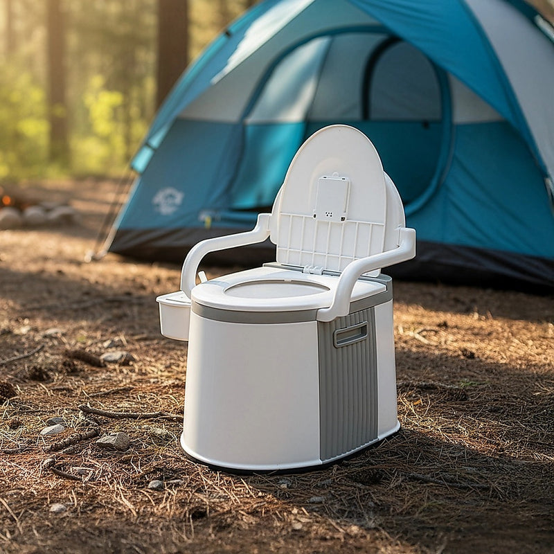 19L Camping Portable Toilet – Outdoor & Indoor Travel Commode Potty with Built-In Tissue Box - Outbackers